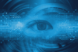 The Visibility Gap in Executive Search illustration of an eyes surrounded by a digital design