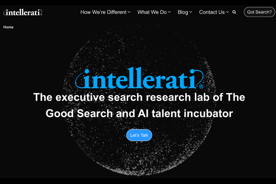 Homepage of intellerati.com snow globe with Intellerati logo.