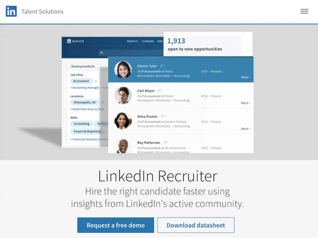 LinkedIn Recruiter image with skill endorsements, work experience, qualifications, work experience