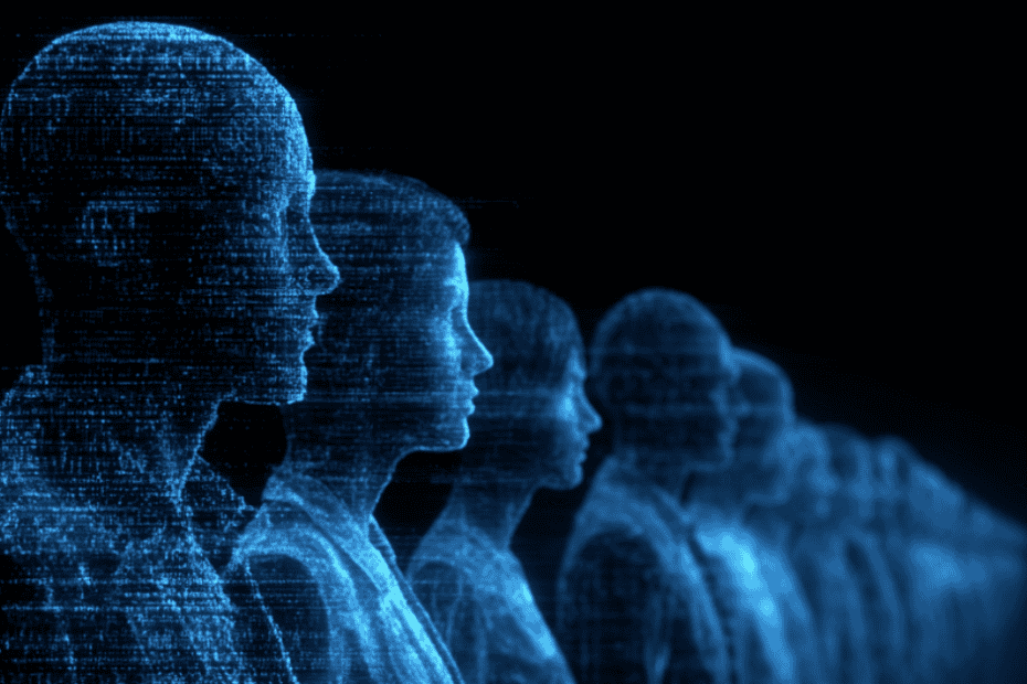 digital images of male an female executive forms in a role