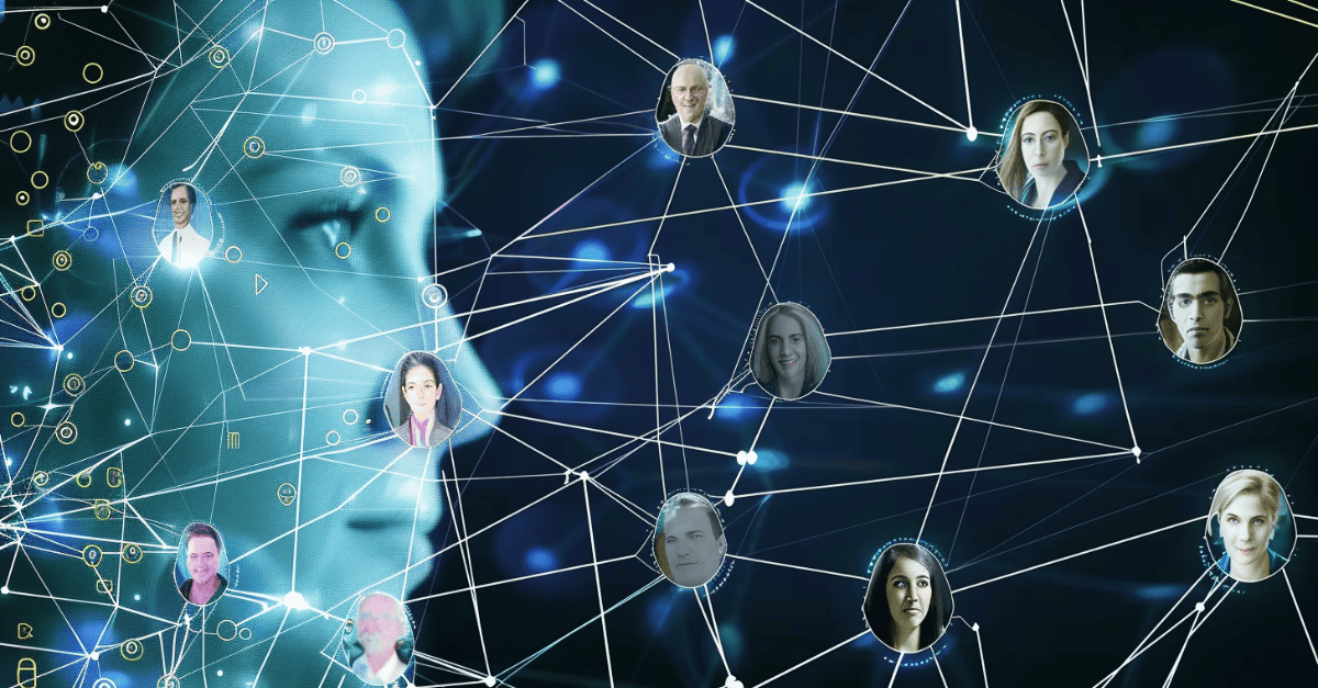 org charts profile phots with lines connecting them