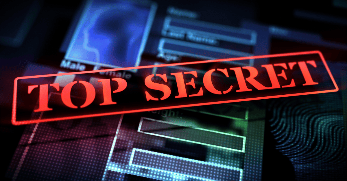 Design with the words "top secret"