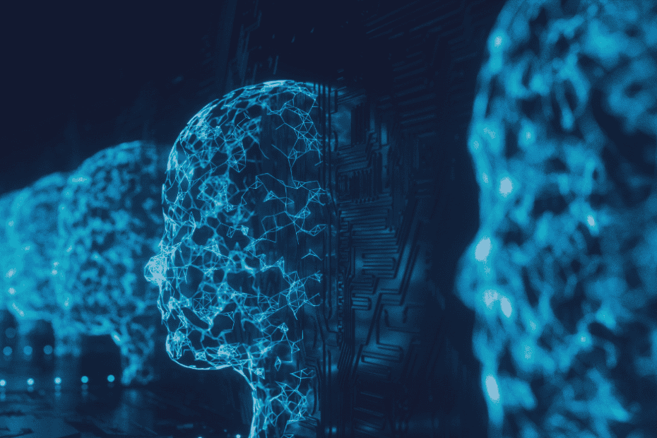 digital head figures in a row