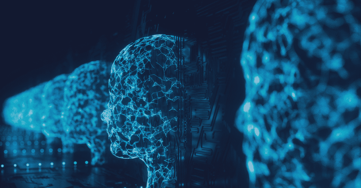 digital head figures in a row